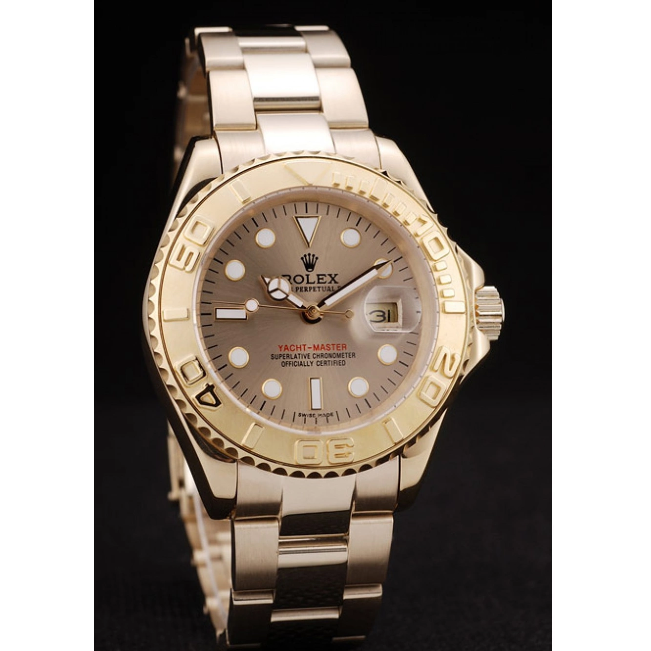 Rolex aaa copy Rolex 98232 Gold Bezel Master Dial Yacht Gold 0814